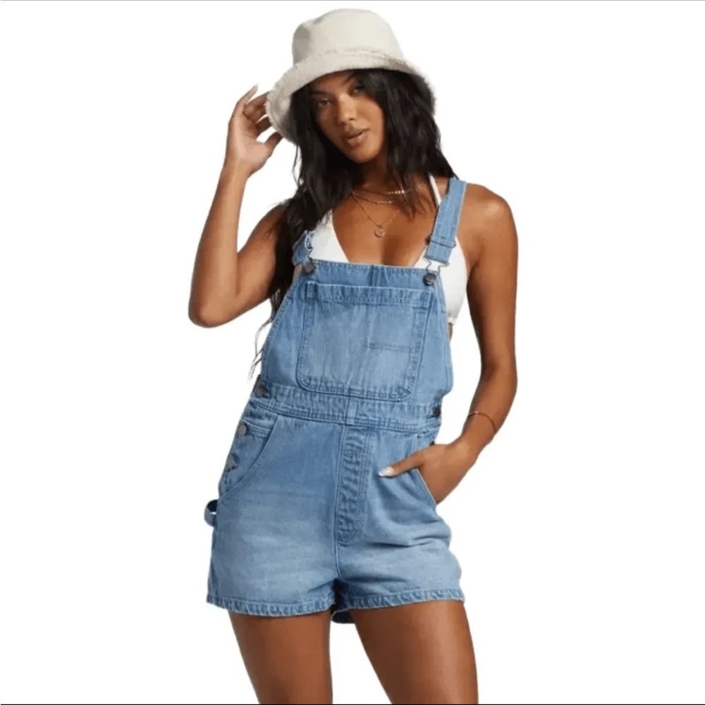 NWT New Billabong Sand Canyon Denim Short Overalls